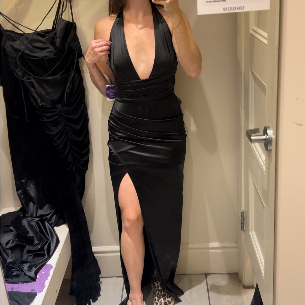 Windsor Black Halter Maxi Dress